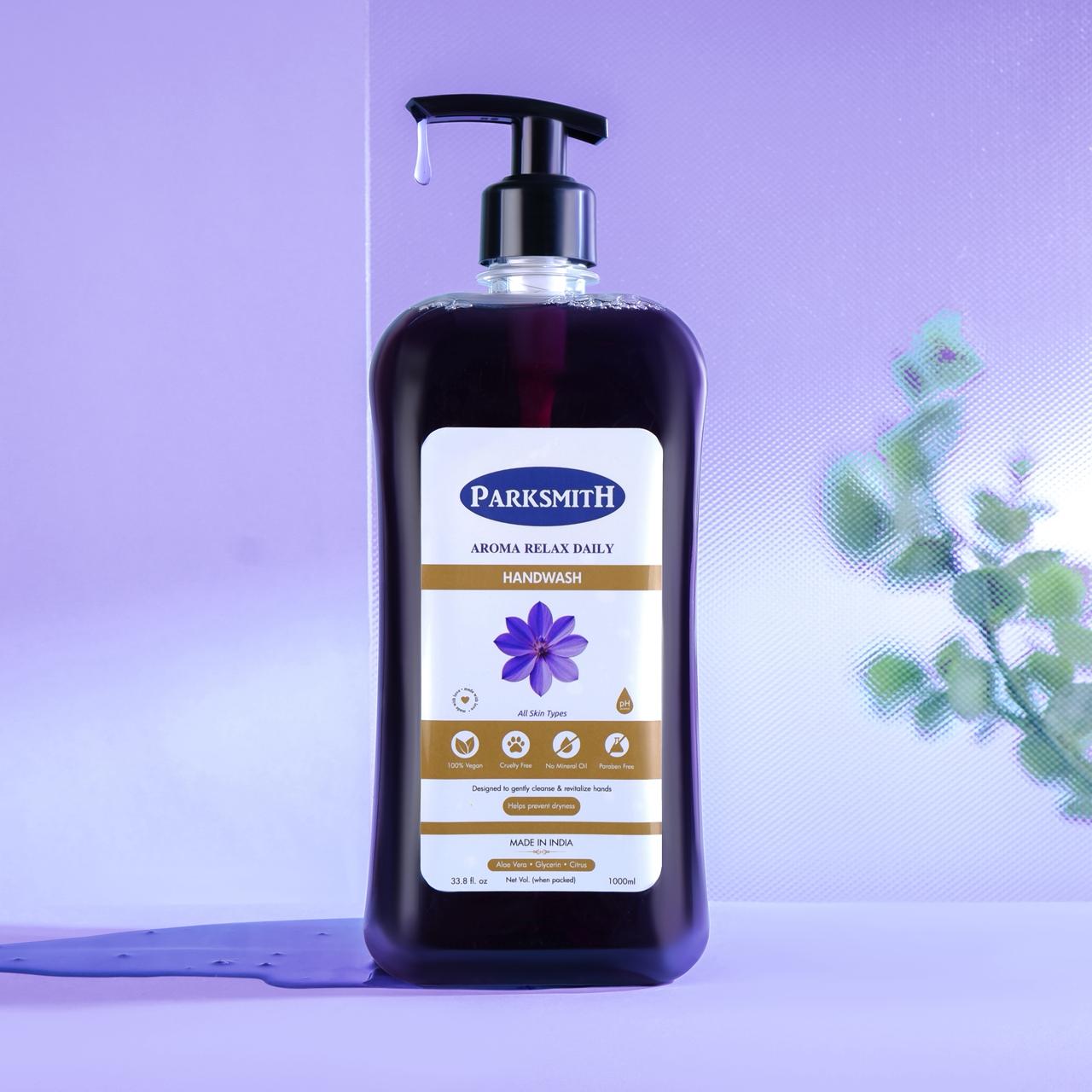 Parksmith Aroma Relax Daily Handwash with Aloe Vera, Glycerin & Citrus - 1 Litre Super Saver Pack