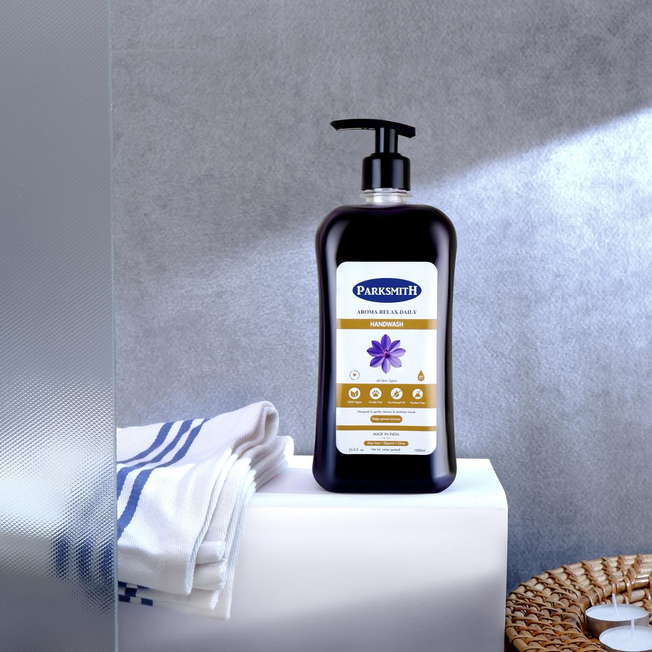 Parksmith Aroma Relax Daily Handwash with Aloe Vera, Glycerin & Citrus - 1 Litre Super Saver Pack