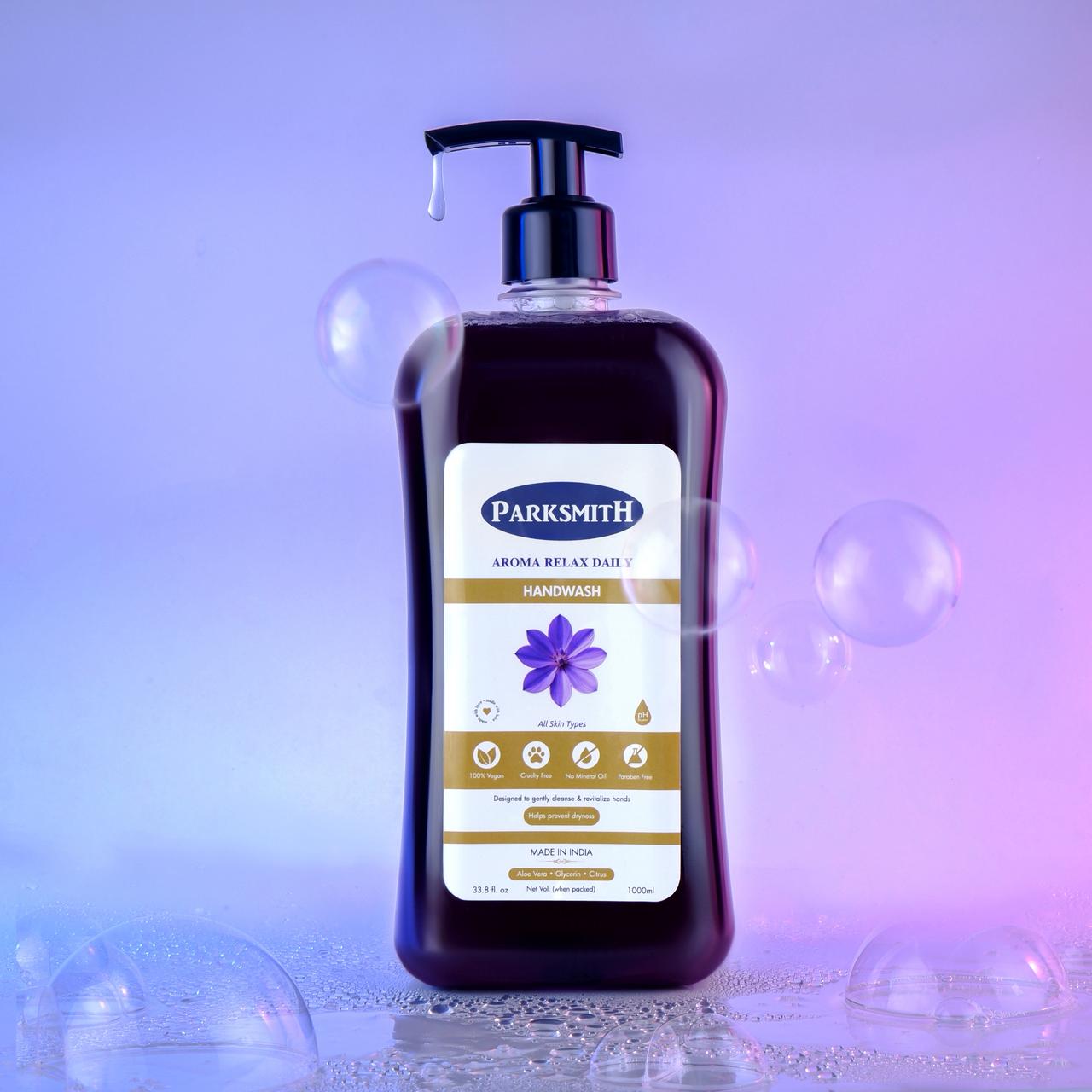 Parksmith Aroma Relax Daily Handwash with Aloe Vera, Glycerin & Citrus - 1 Litre Super Saver Pack