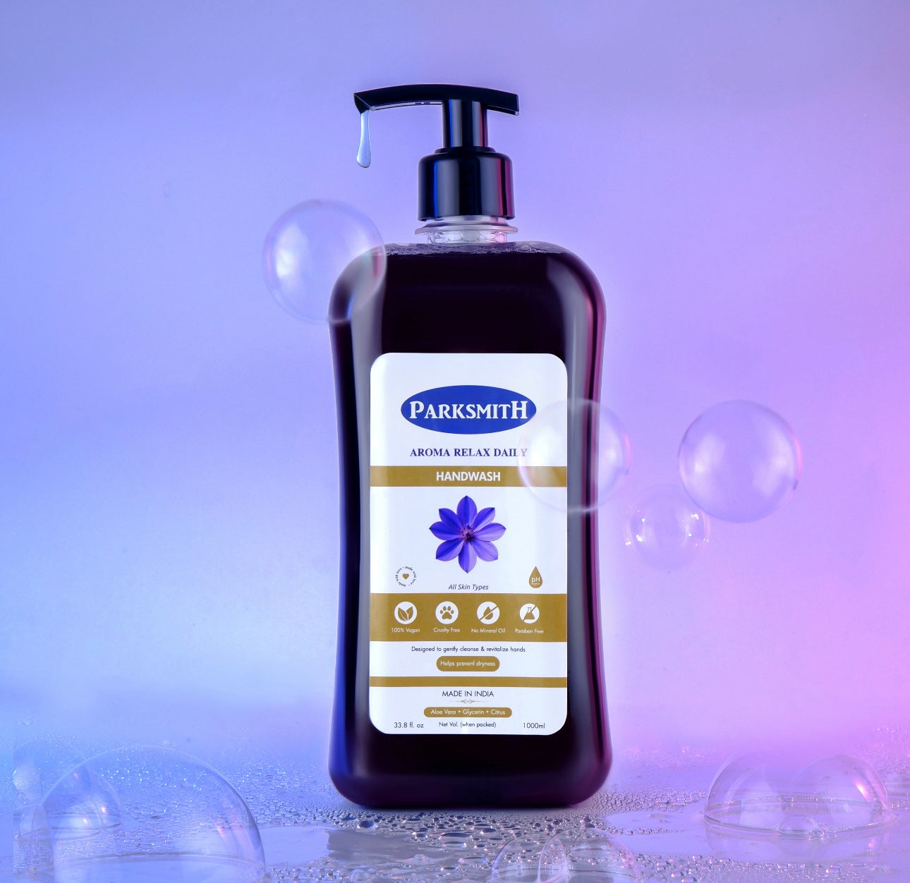 Parksmith Aroma Relax Daily Handwash with Aloe Vera, Glycerin & Citrus - 1 Litre Super Saver Pack