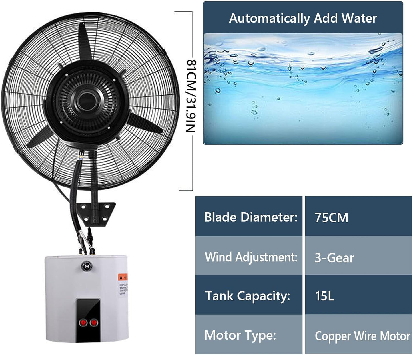 Orwind MS1003 Wall Misting Fogger Mist Fan