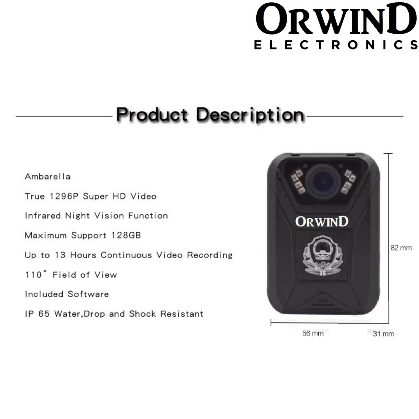 Orwind O1006 Body Worn Camera 32GB