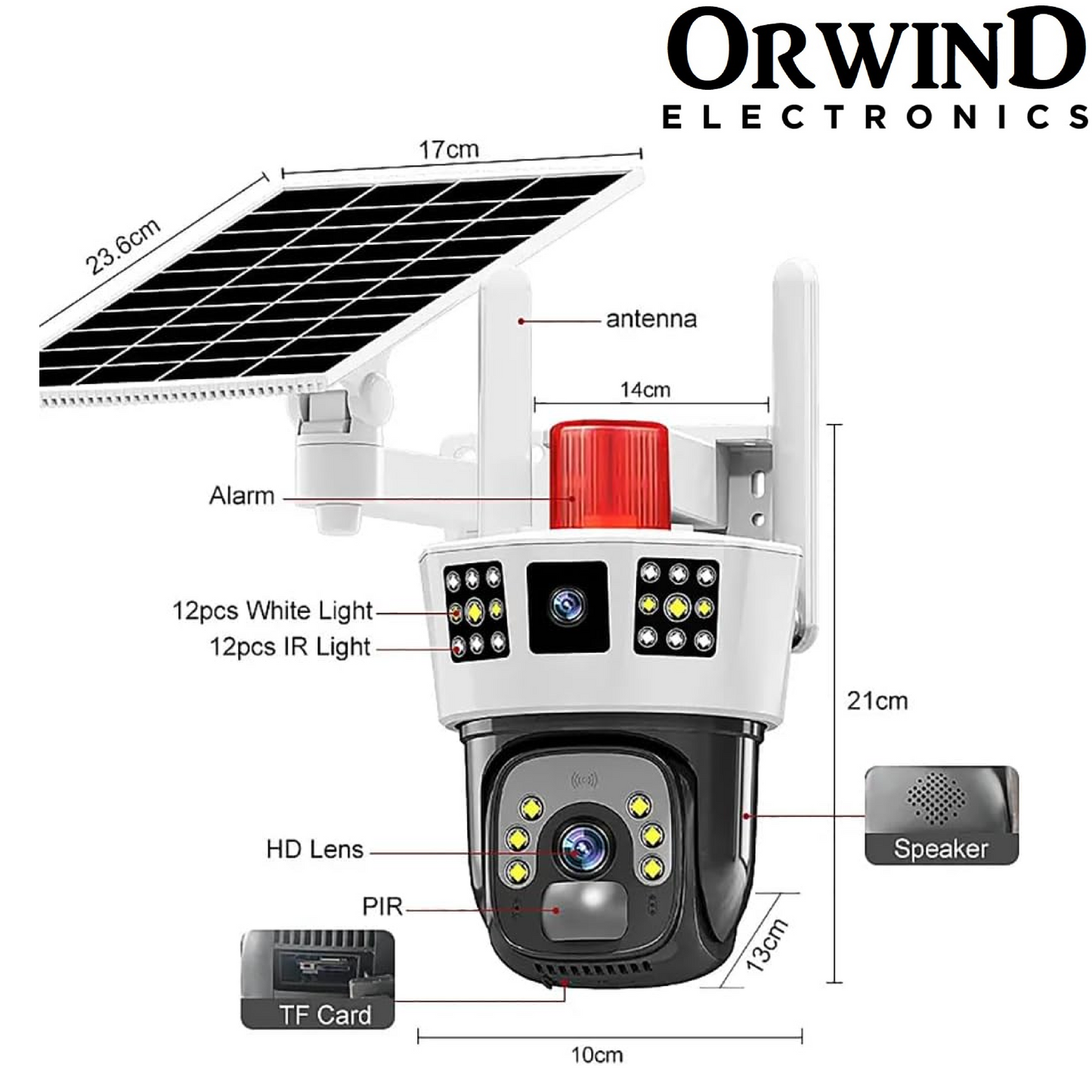 Orwind O1205 4G GSM + Wi-FI Supported Agriculture Farm Solar CCTV Camera
