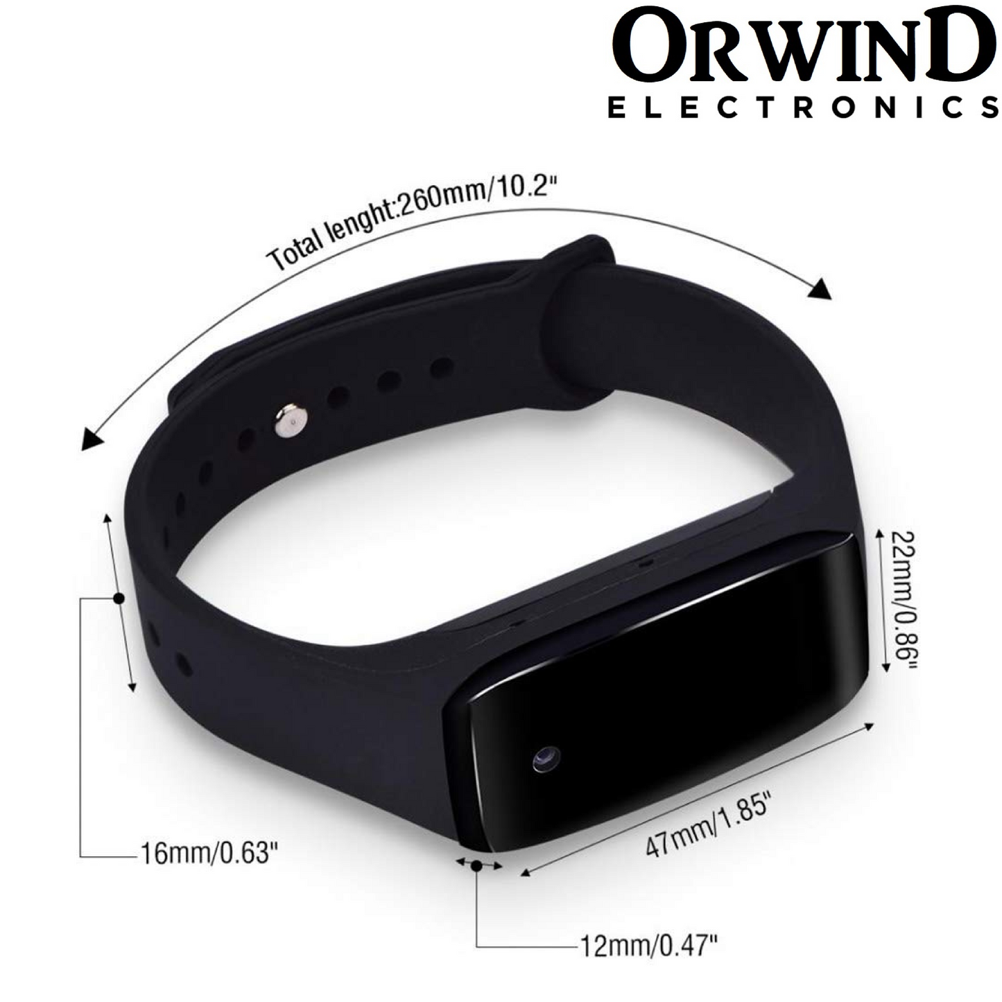 Orwind O2405 Wrist Band Micro Personal Security Camera - Matte Black