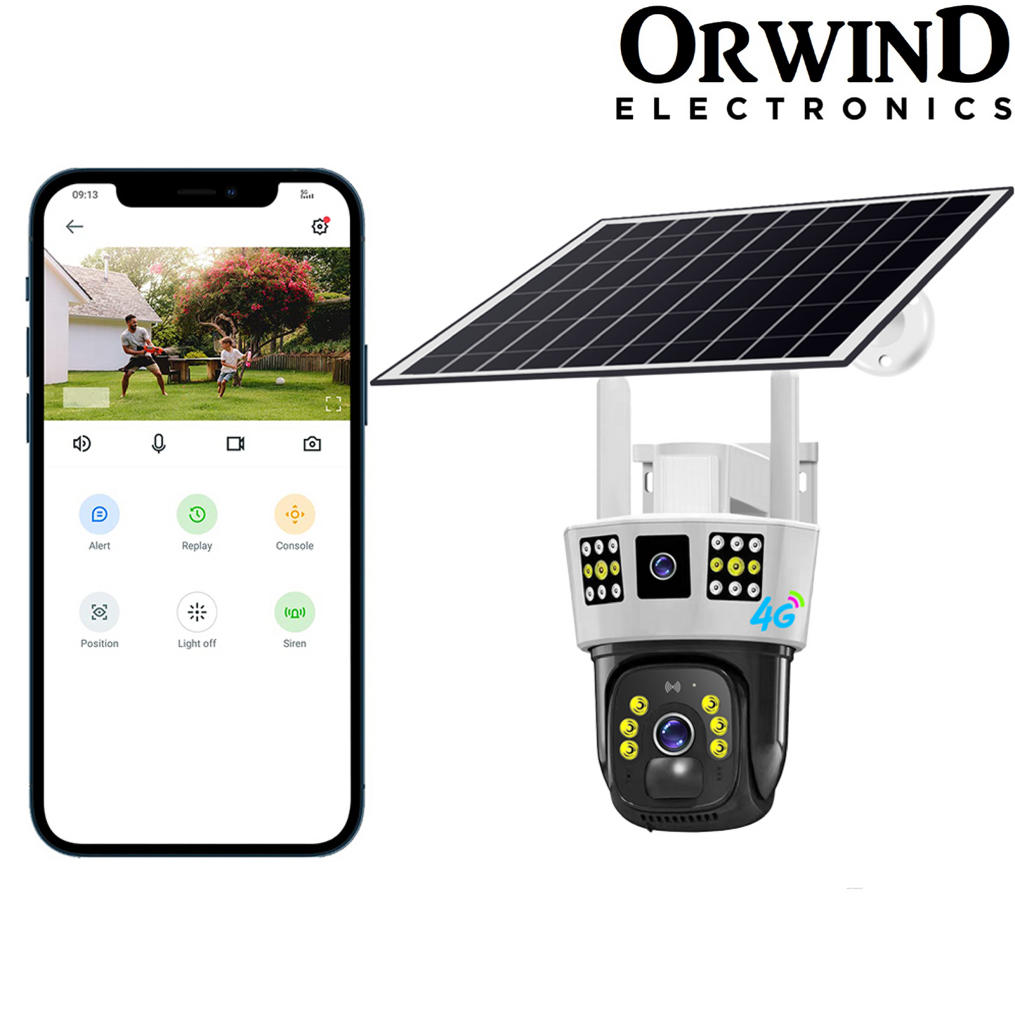 Orwind O1205 4G GSM + Wi-FI Supported Agriculture Farm Solar CCTV Camera
