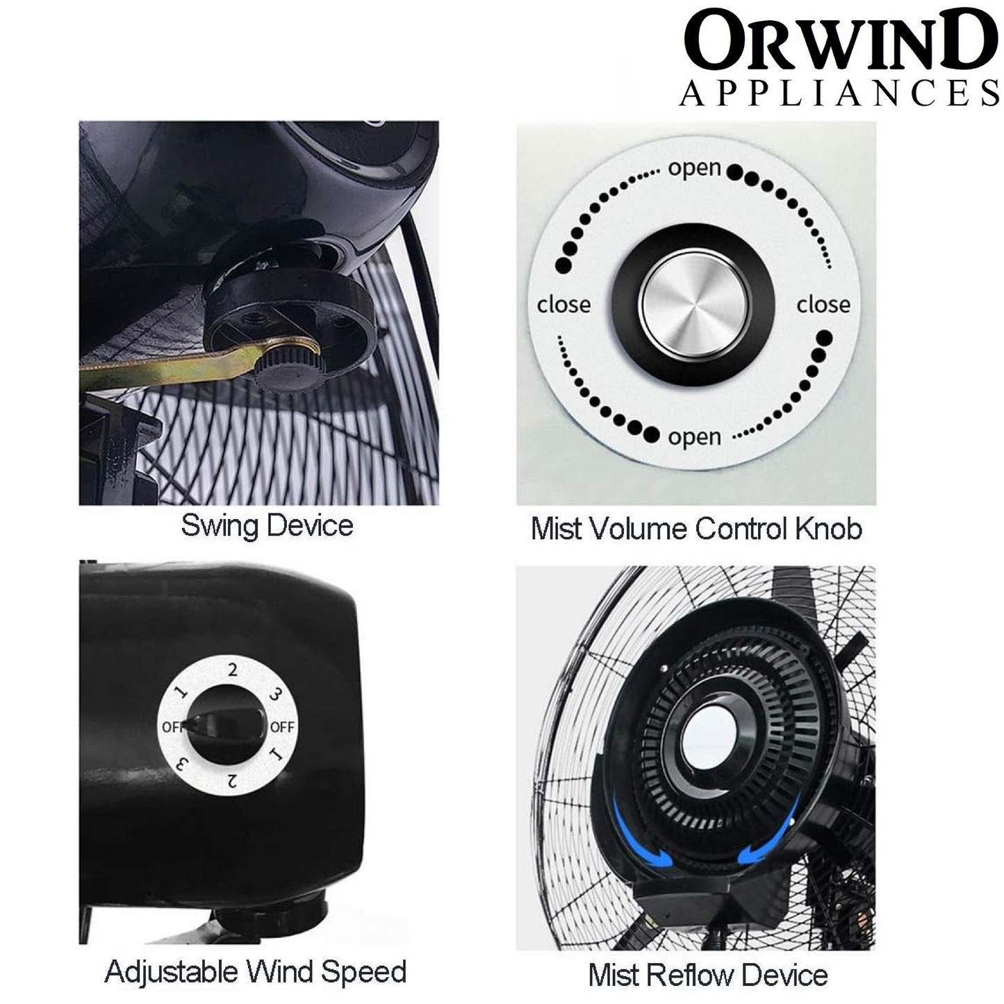 Orwind MS1003 Wall Misting Fogger Mist Fan