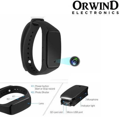 Orwind O2405 Wrist Band Micro Personal Security Camera - Matte Black