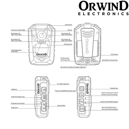 Orwind GPS Wi-Fi Body Worn Camera - 64GB