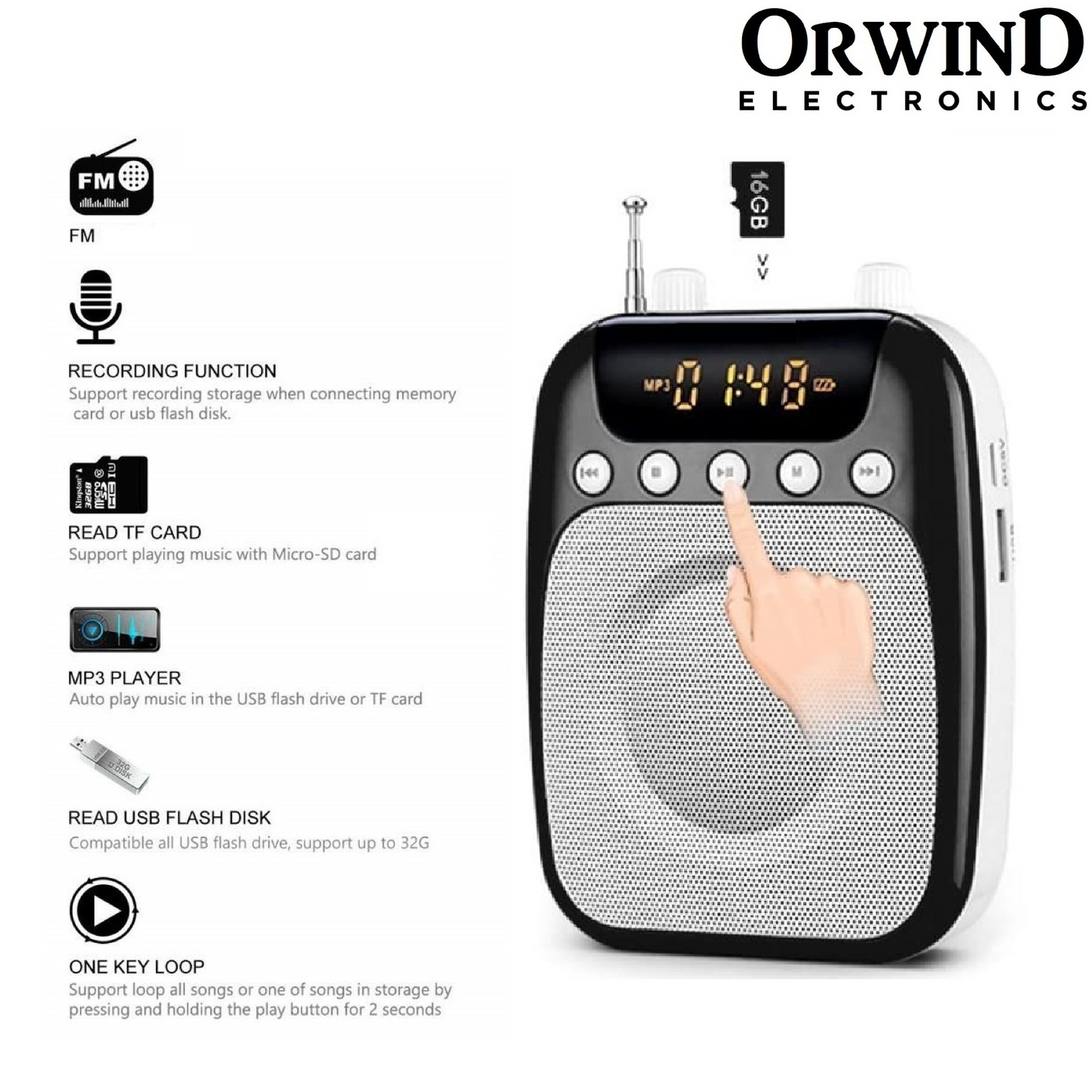 Orwind O7901 Portable Amplifier with Wired Microphone Headset